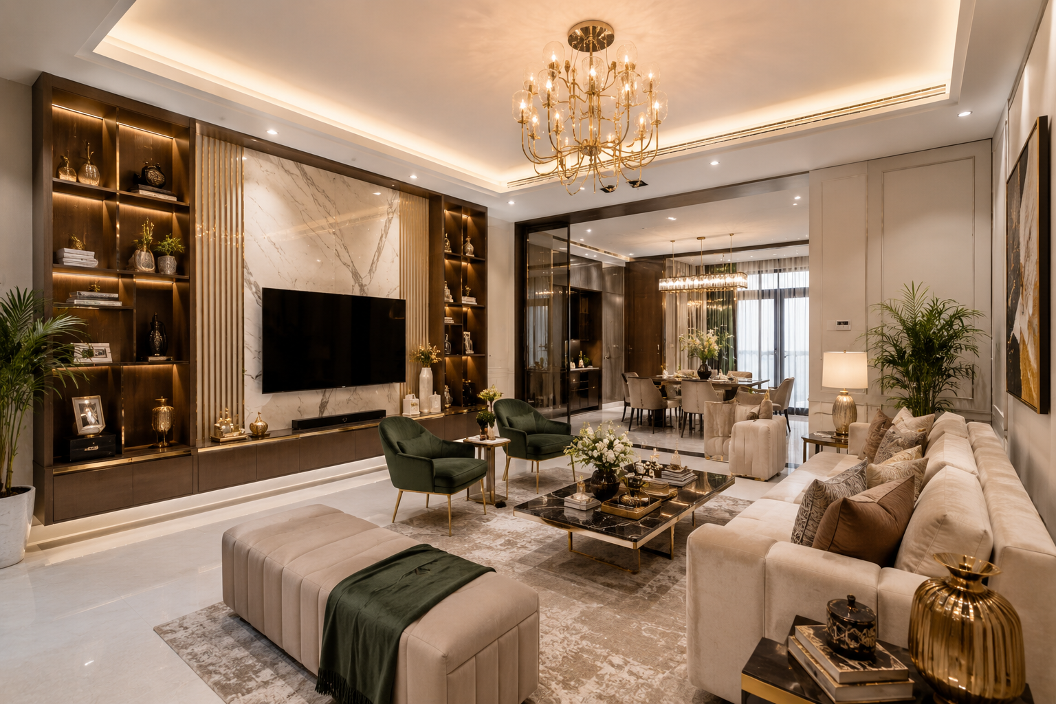 Luxury living room interior design for bespoke homes in Hyderabad