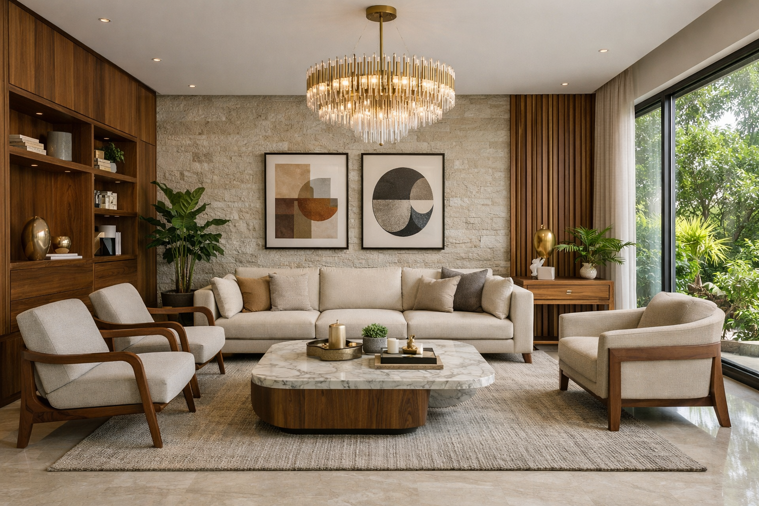 luxury living room interior in Whitefield, Bangalore