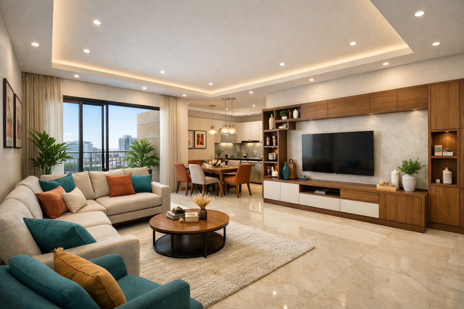 Modern 3BHK apartment interior in Madhapur