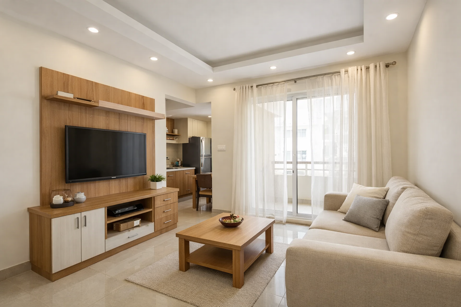Affordable, modern living room interior in Kukatpally