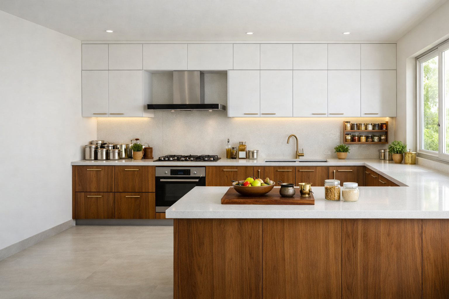  Modern modular kitchen interior.