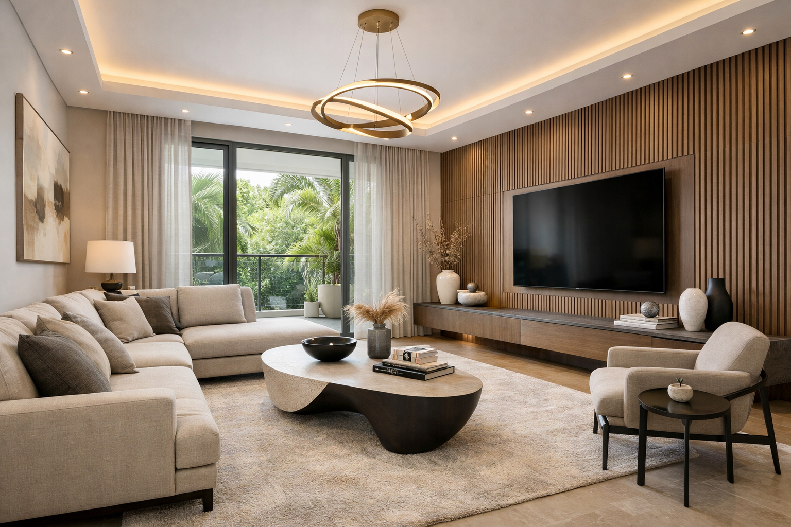Refined contemporary living room interior in HSR Layout, Bangalore